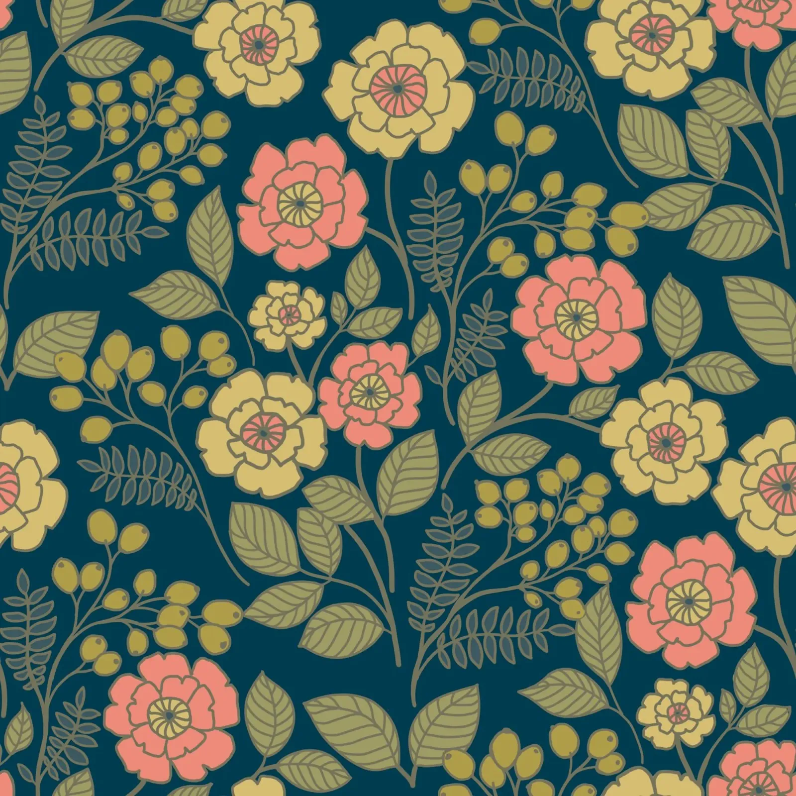 Whimsical floral pattern pellicola backlit da AnnelyBlooms