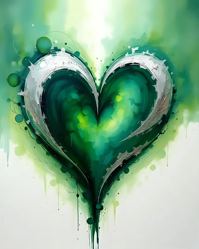 cuore_verde_argento_1 plexiglass da Pink- und LoveArt by LK