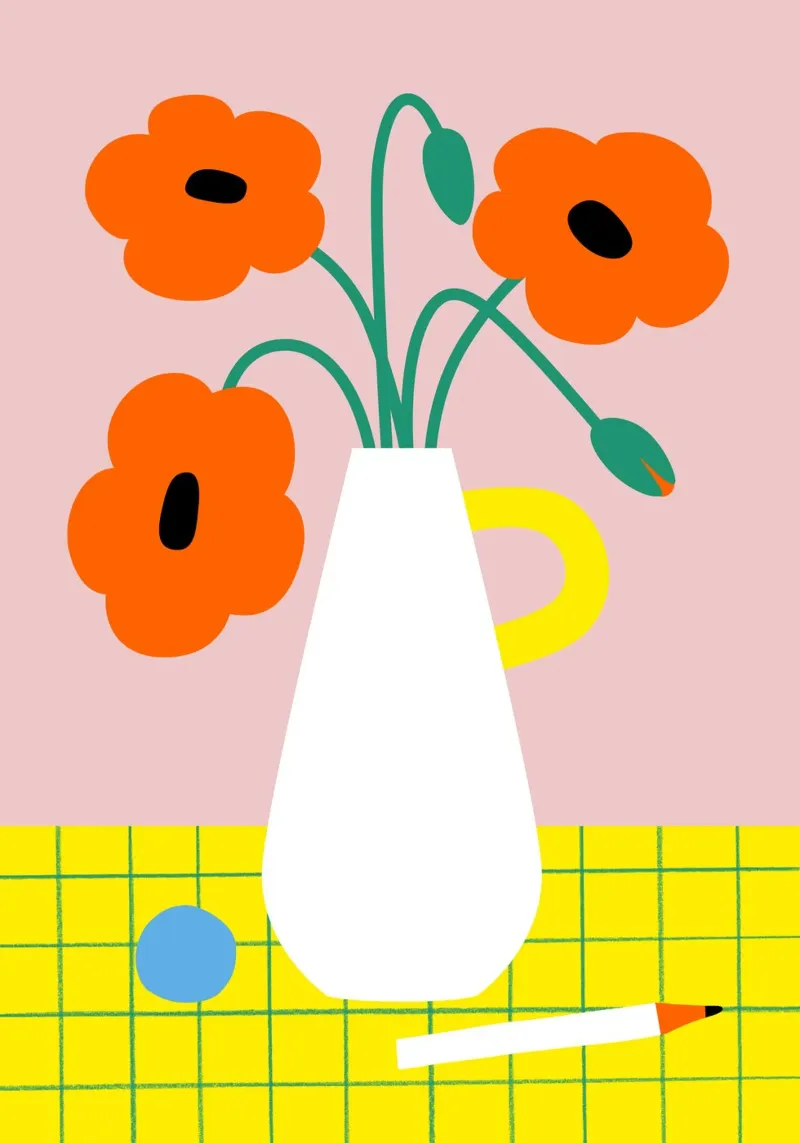 Vaso con papaveri poster con telaio in plastica da Susann Stefanizen