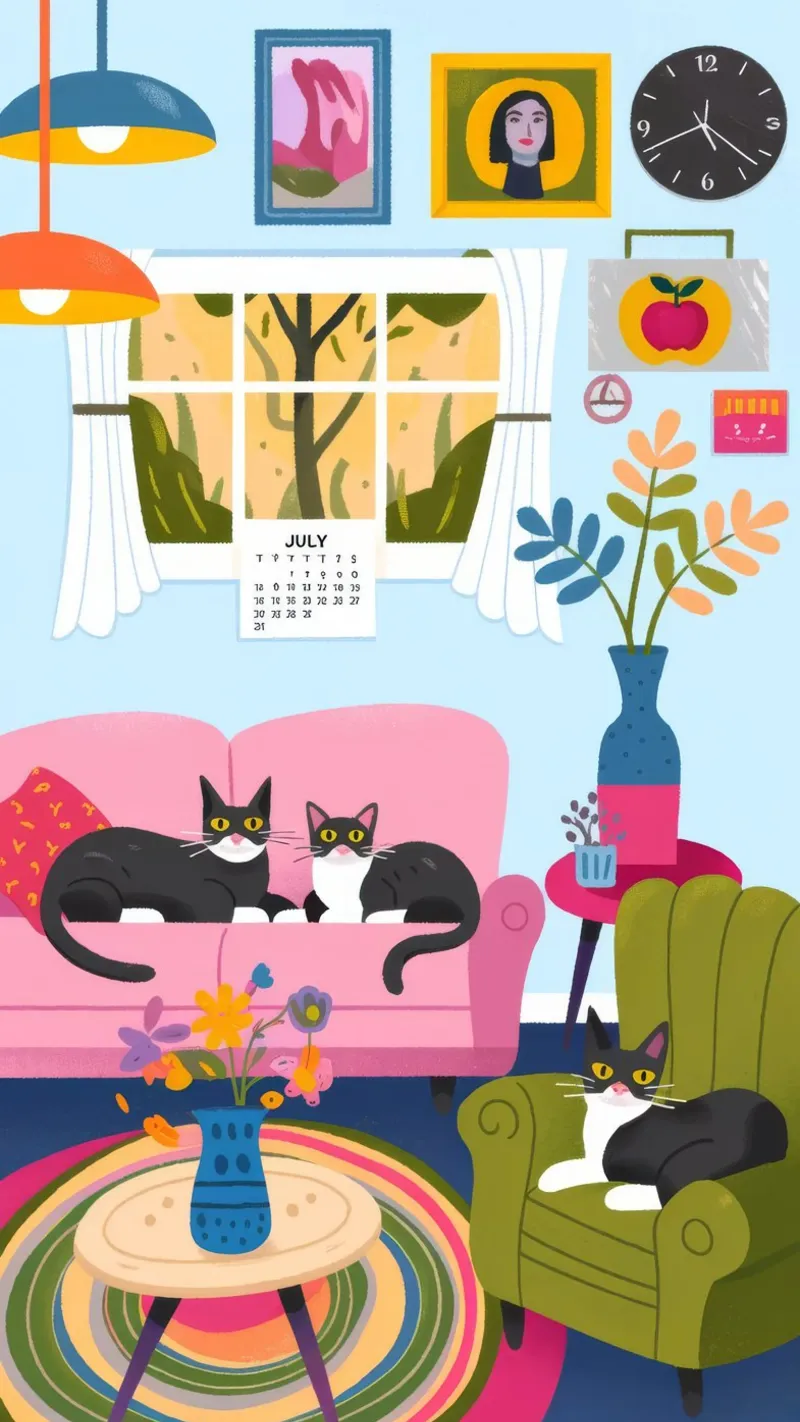 Rifugio per gatti giocosi poster con telaio in alluminio da Lumina Vision