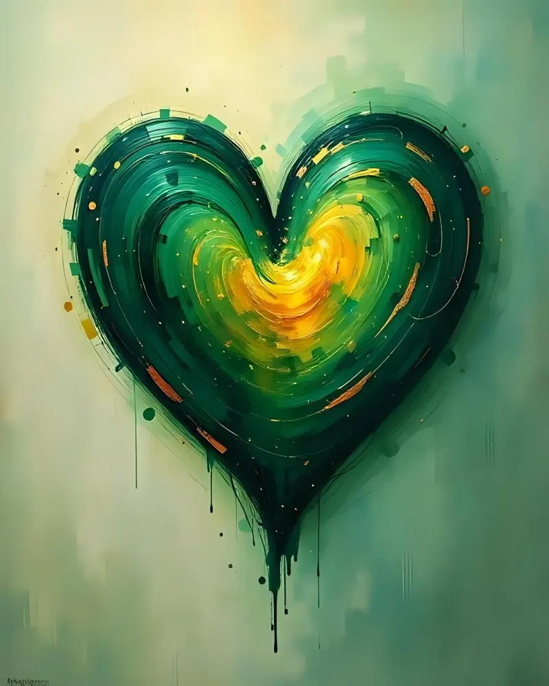cuore_verde_oro_1 alluminio dibond da Pink- und LoveArt by LK