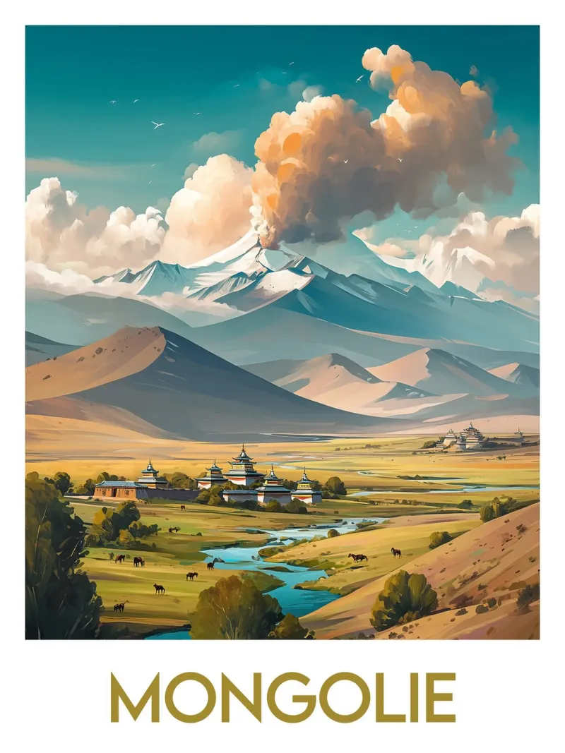 Affiche Mongolie tela con Cornice a cassetta da Frame the World