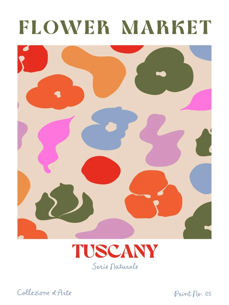 Flower Market Tuscany No 02 poster con telaio in plastica da treechild