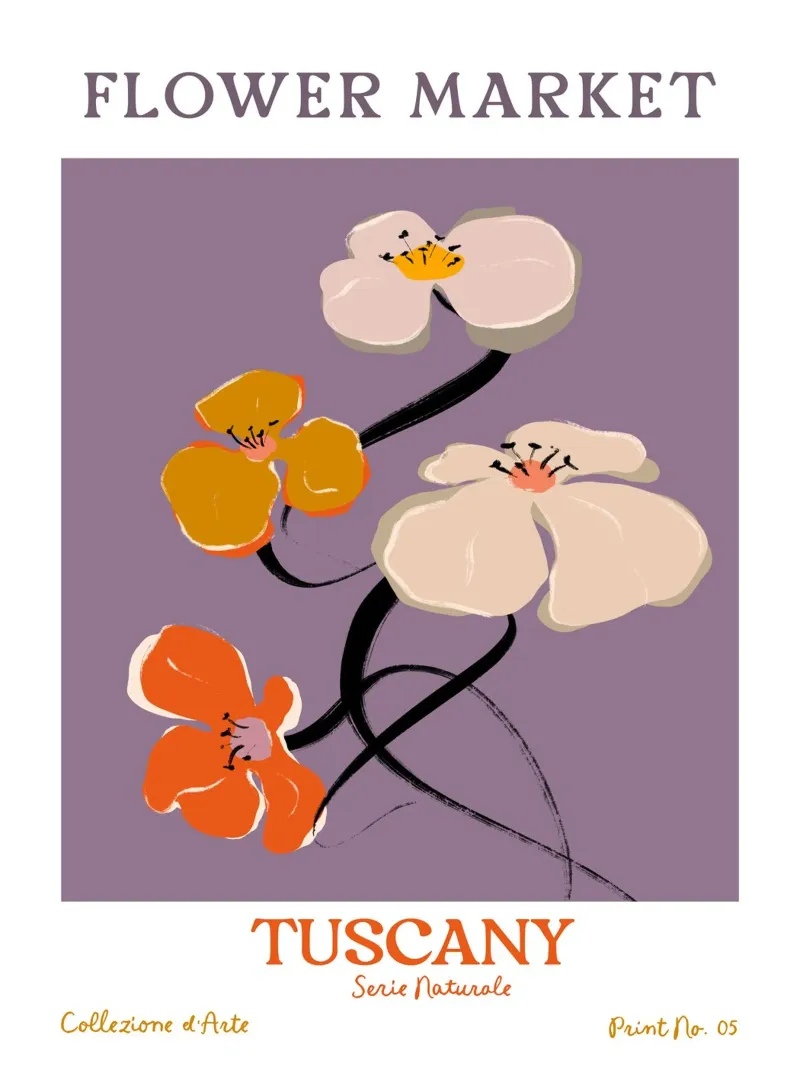 Flower Market Tuscany No 03 poster con telaio in plastica da treechild
