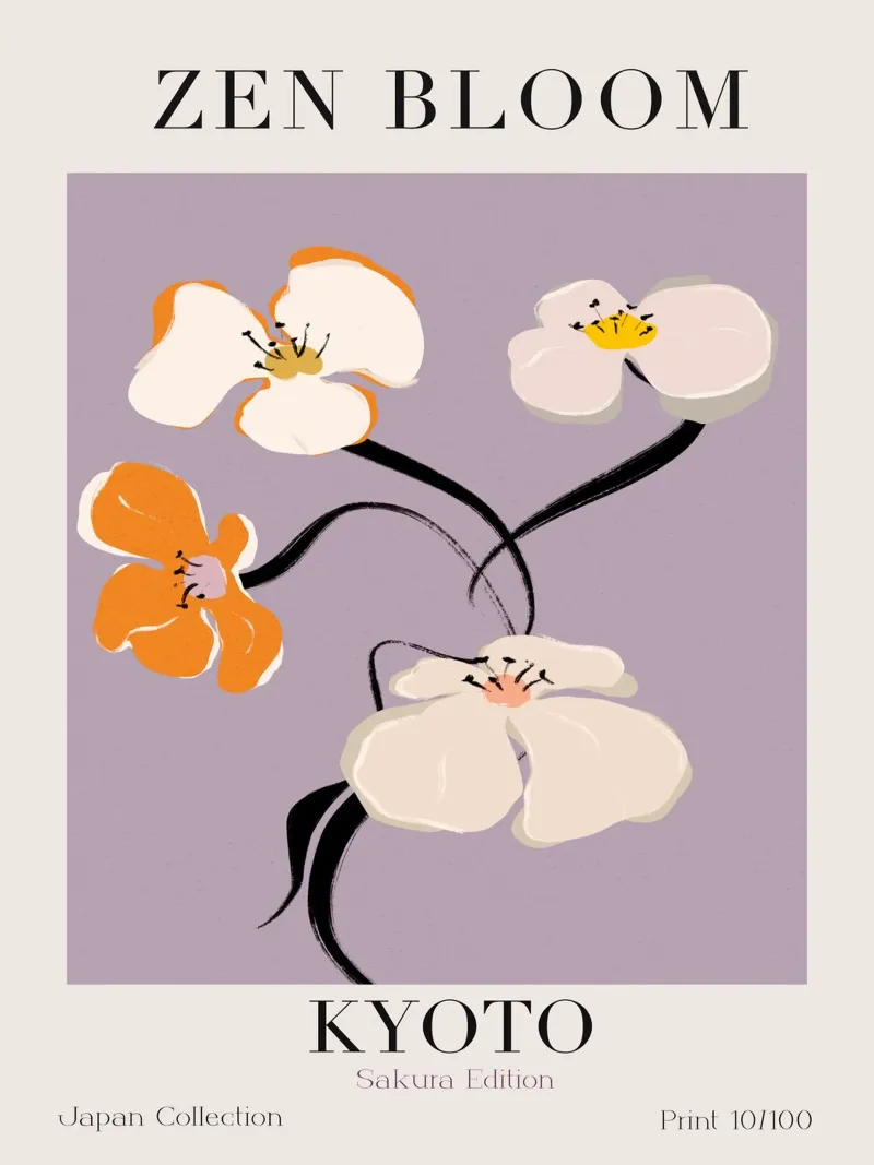 Zen Bloom Kyoto No 02 poster con telaio in alluminio da treechild
