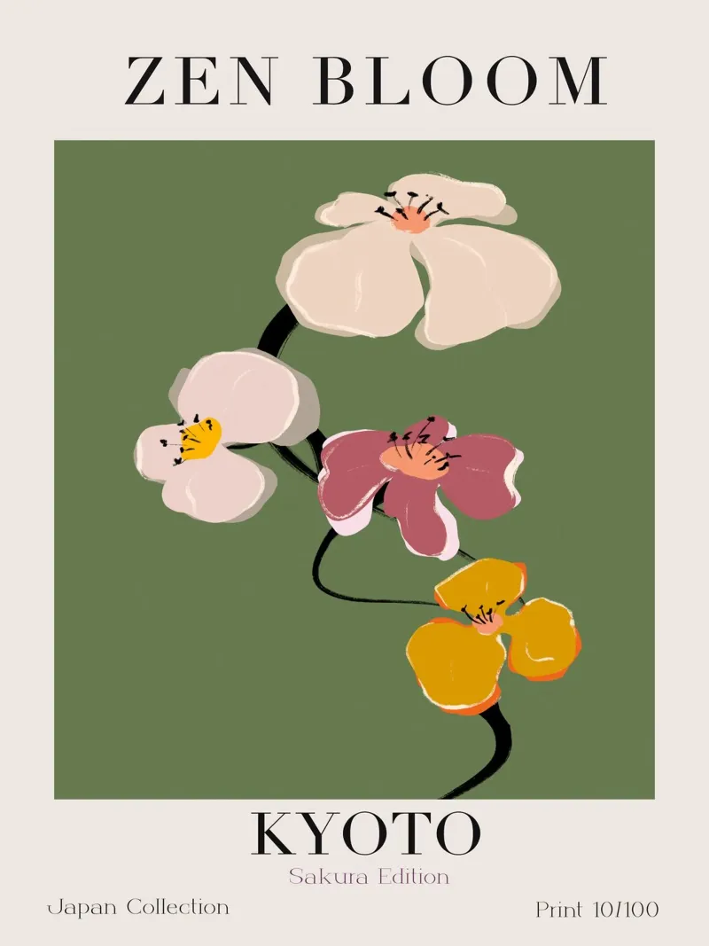Zen Bloom Kyoto No 04 poster con telaio in alluminio da treechild