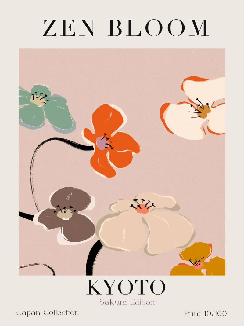 Zen Bloom Kyoto No 05 poster con telaio in alluminio da treechild