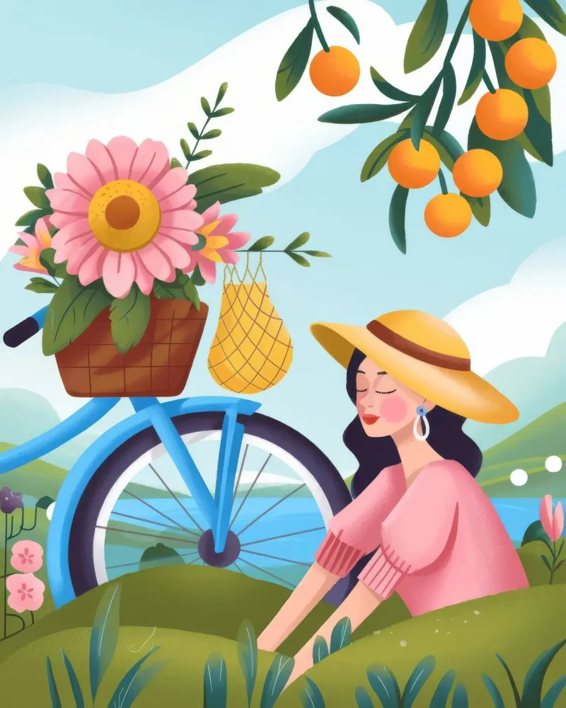 Viaggio in bicicletta in fiore poster con telaio in alluminio da Lumina Vision