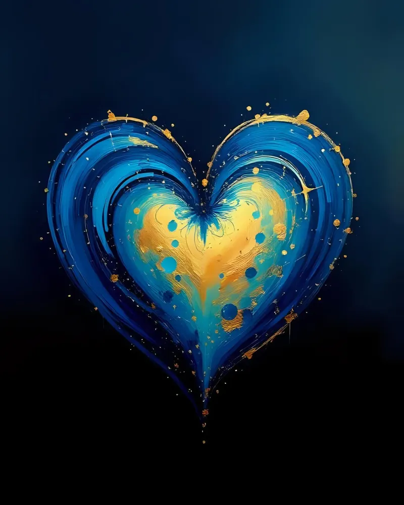 cuore_blu_oro_3 alluminio dibond da Pink- und LoveArt by LK