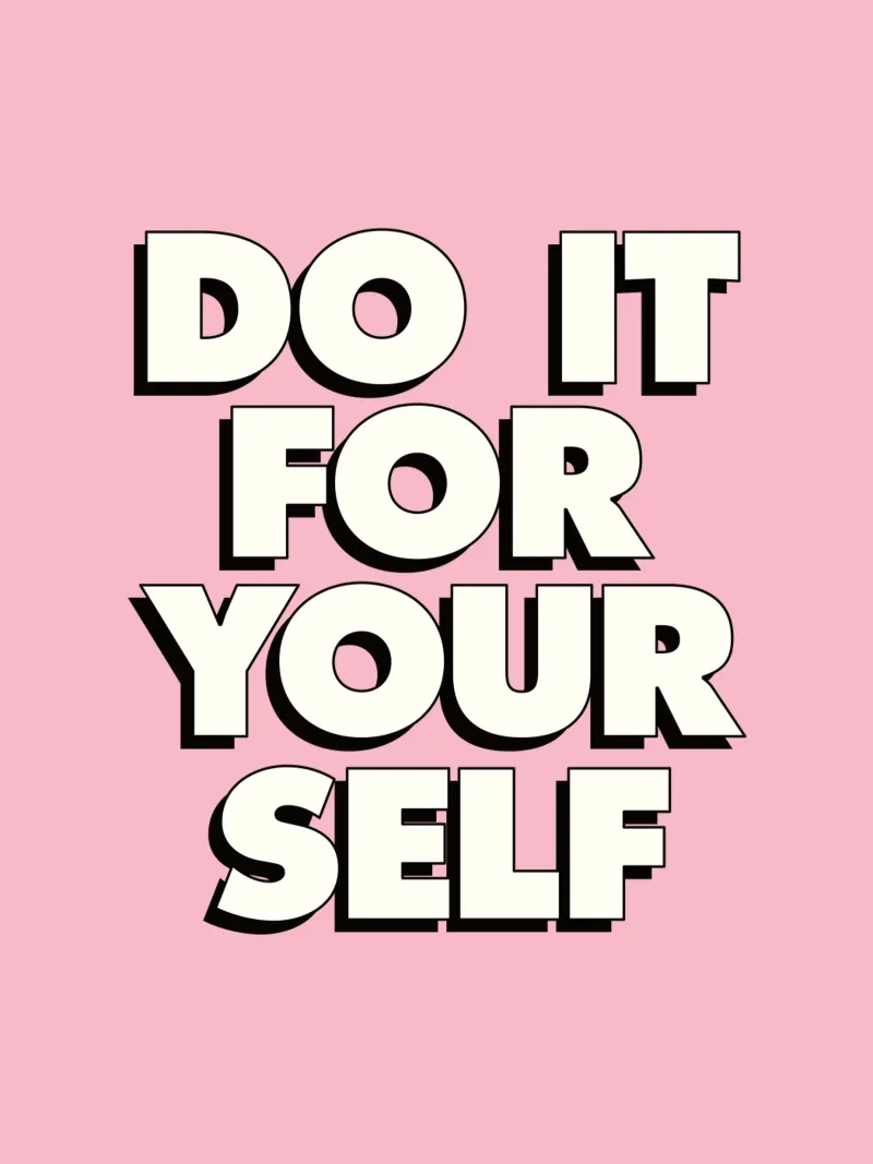 Do It For Yourself Typography Print in Black White and Pink canvas by THE MOTIVATED TYPE