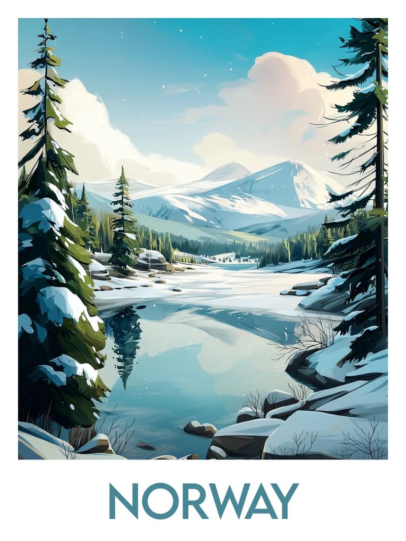 Poster Norwegen Poster von Frame the World