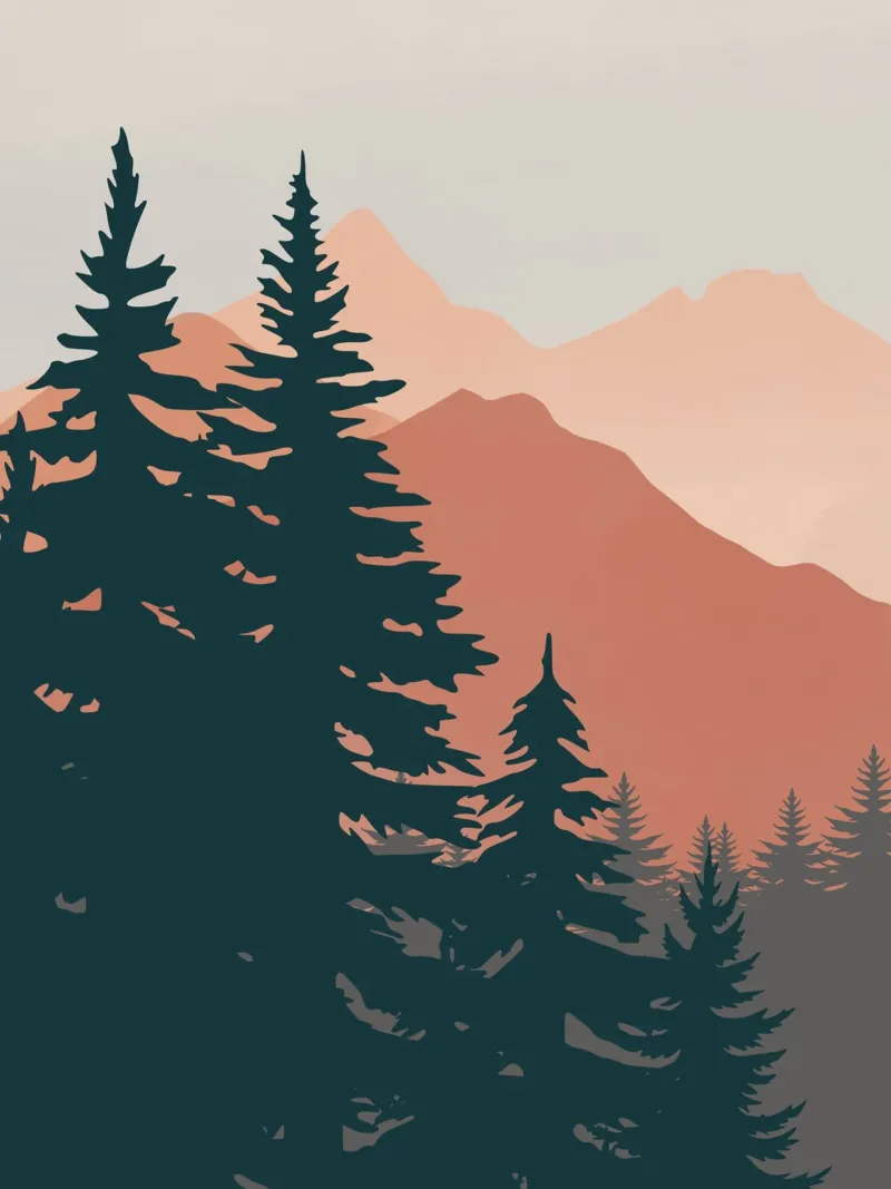 Pine Trees In The Mountains canvas by Little Dean