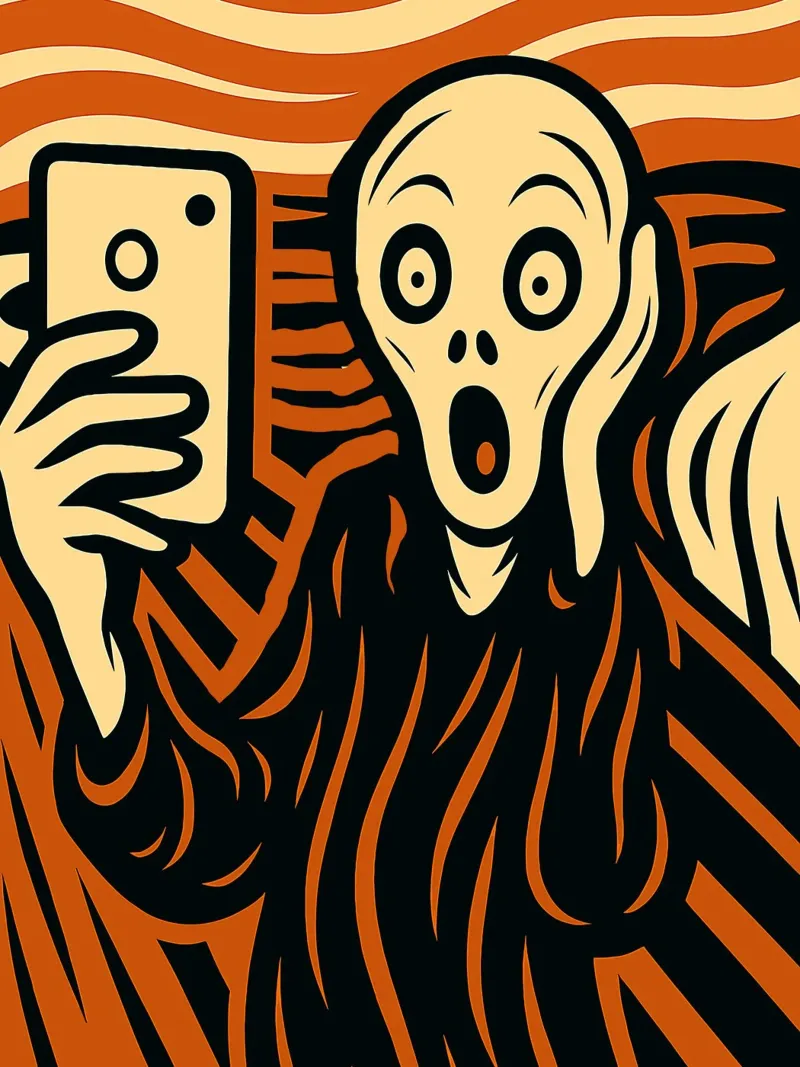 the selfie scream poster con telaio in alluminio da ramosashop