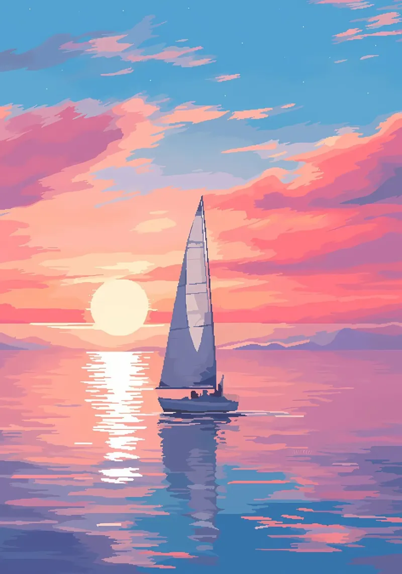 Segelboot Meer Pixel Kunst Hahnemühle von Bartosz Powalka