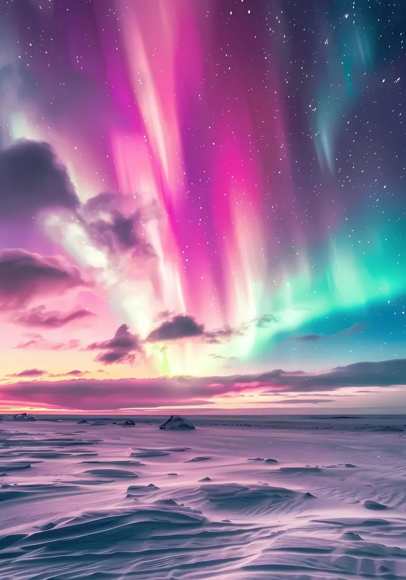 L'Aurora Boreale colorata pellicola backlit da Matthew Katz