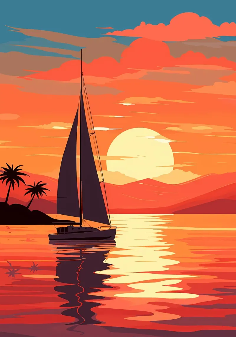 Sailboat Sunset poster by Bartosz Powalka