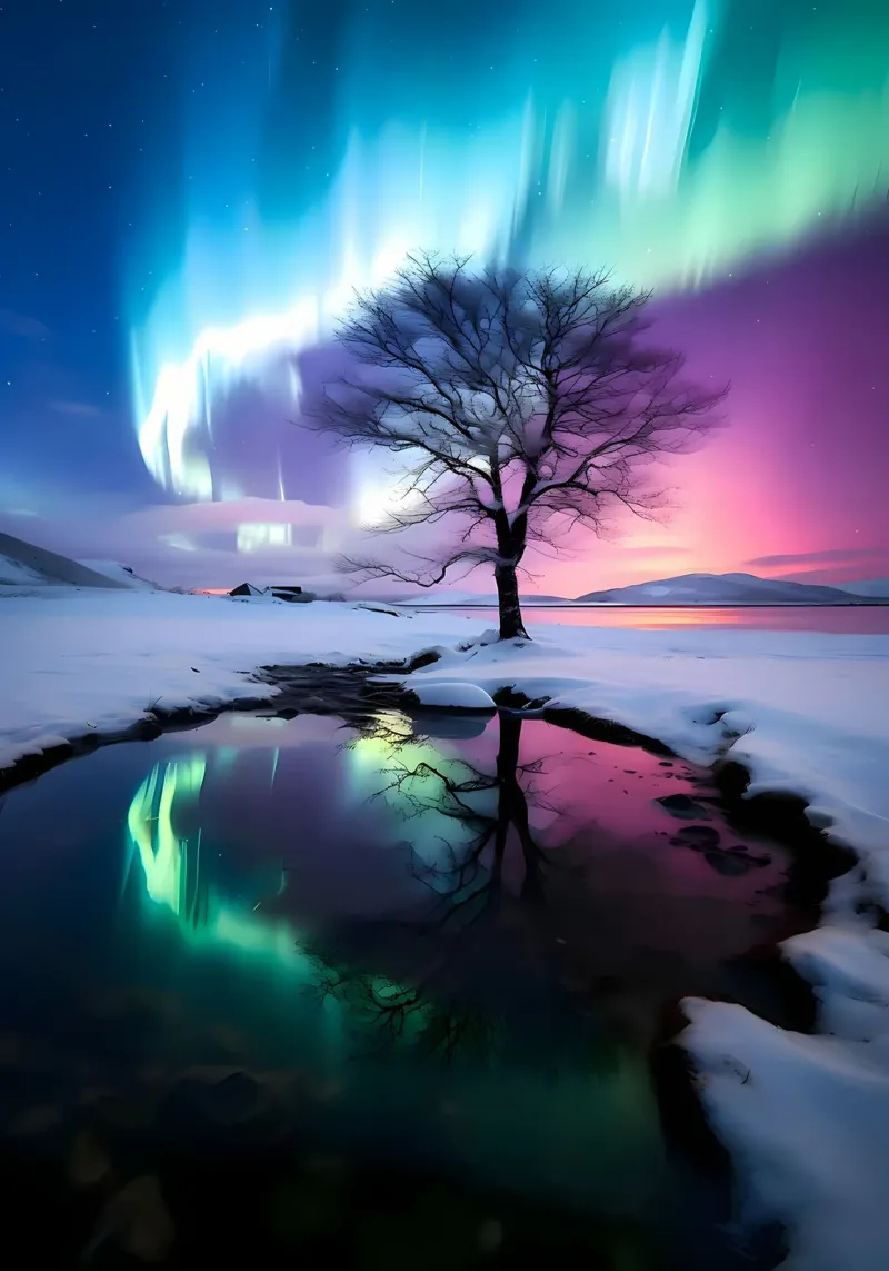 Riflesso dell'Aurora Boreale pellicola backlit da Matthew Katz