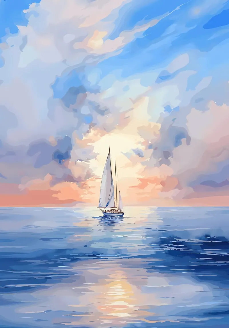 Sailboat Sunset Painting acrylic glass by Bartosz Powalka