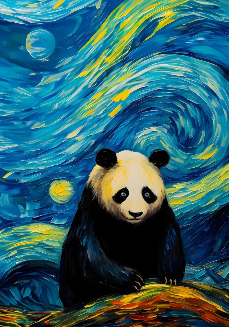 Il Panda della notte stellata pellicola backlit da Adrian Patel