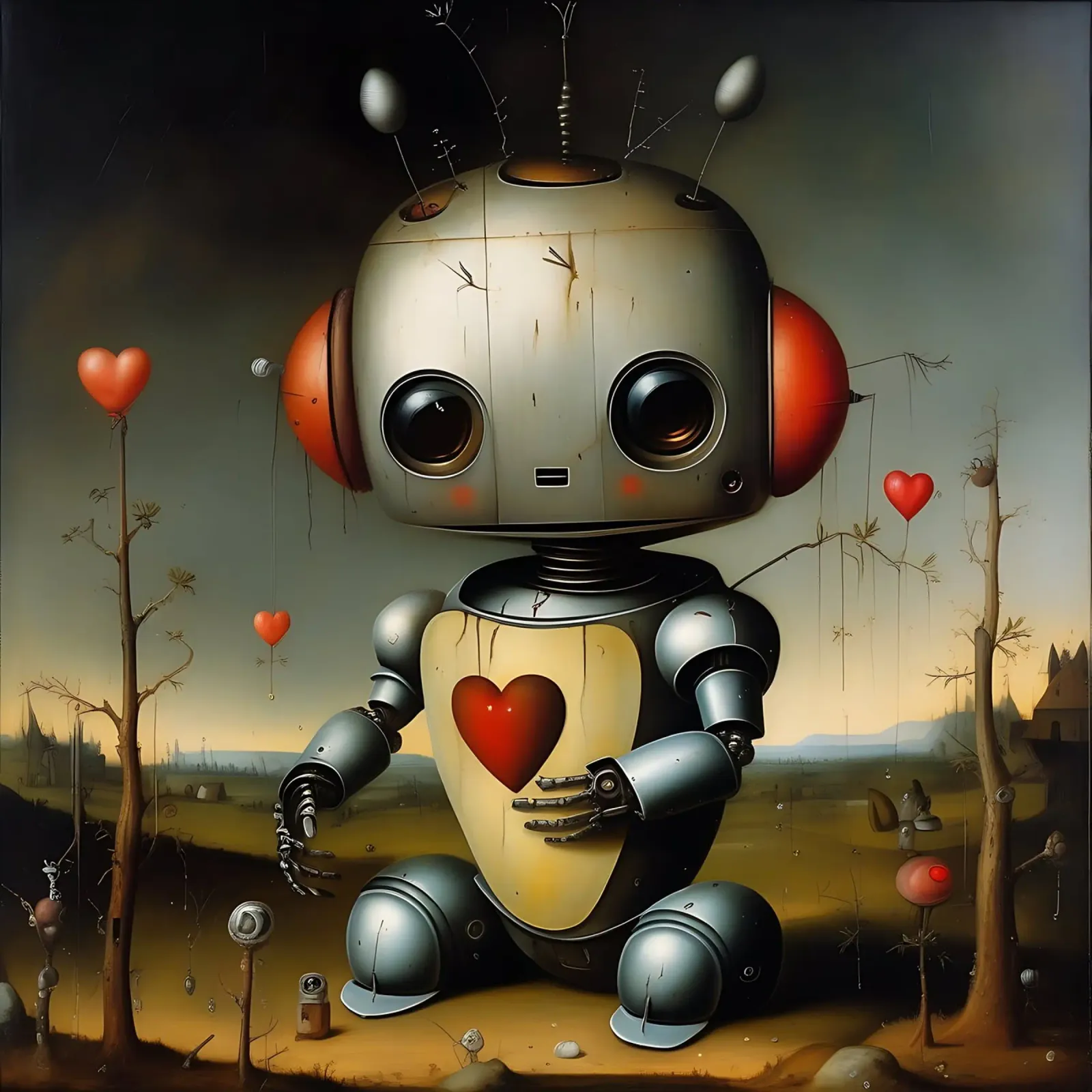 Robot con un cuore_1 pellicola backlit da Pink- und LoveArt by LK