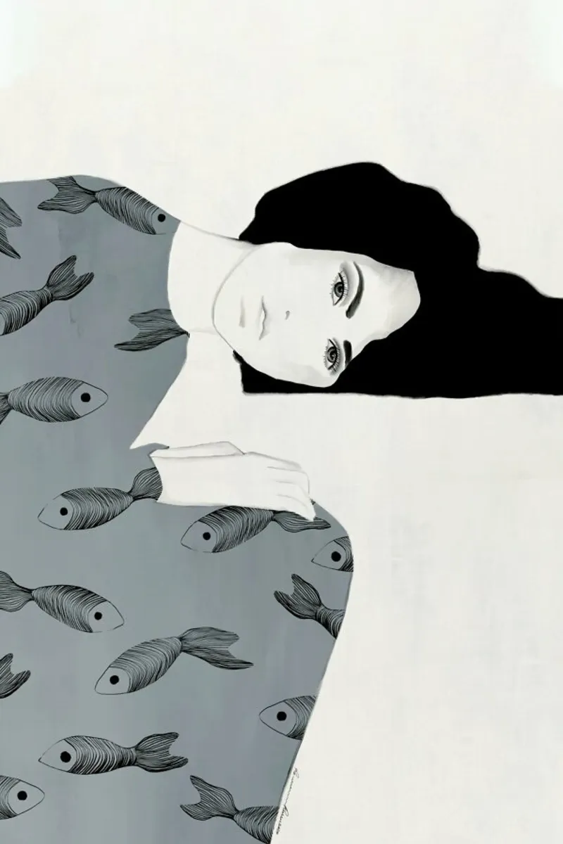 Fishy Mood II Leinwand von Ramona Russu