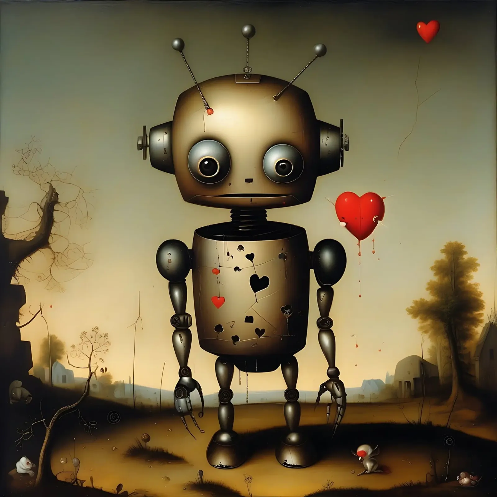 Robot con un cuore_4 plexiglass da Pink- und LoveArt by LK