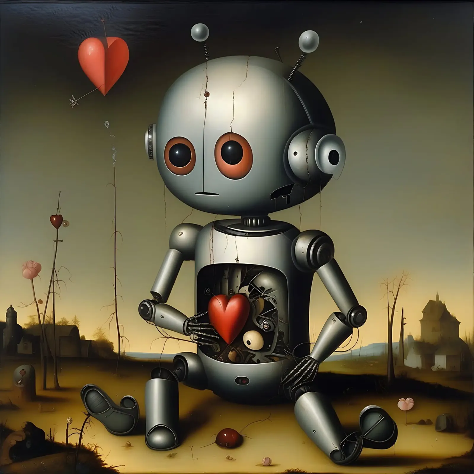 Robot con un cuore_5 plexiglass da Pink- und LoveArt by LK