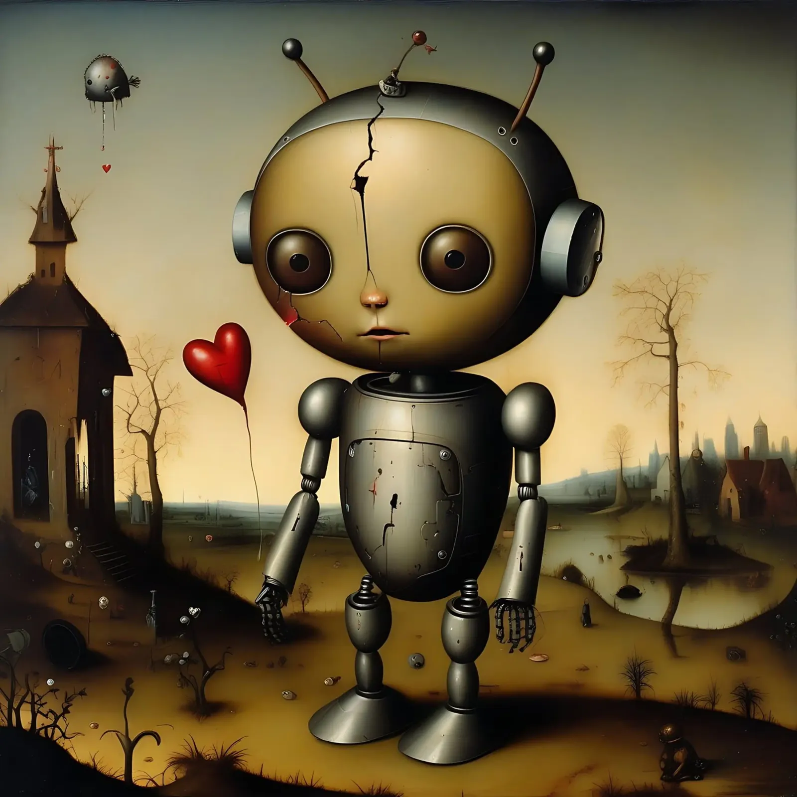 Robot con un cuore_6 plexiglass da Pink- und LoveArt by LK
