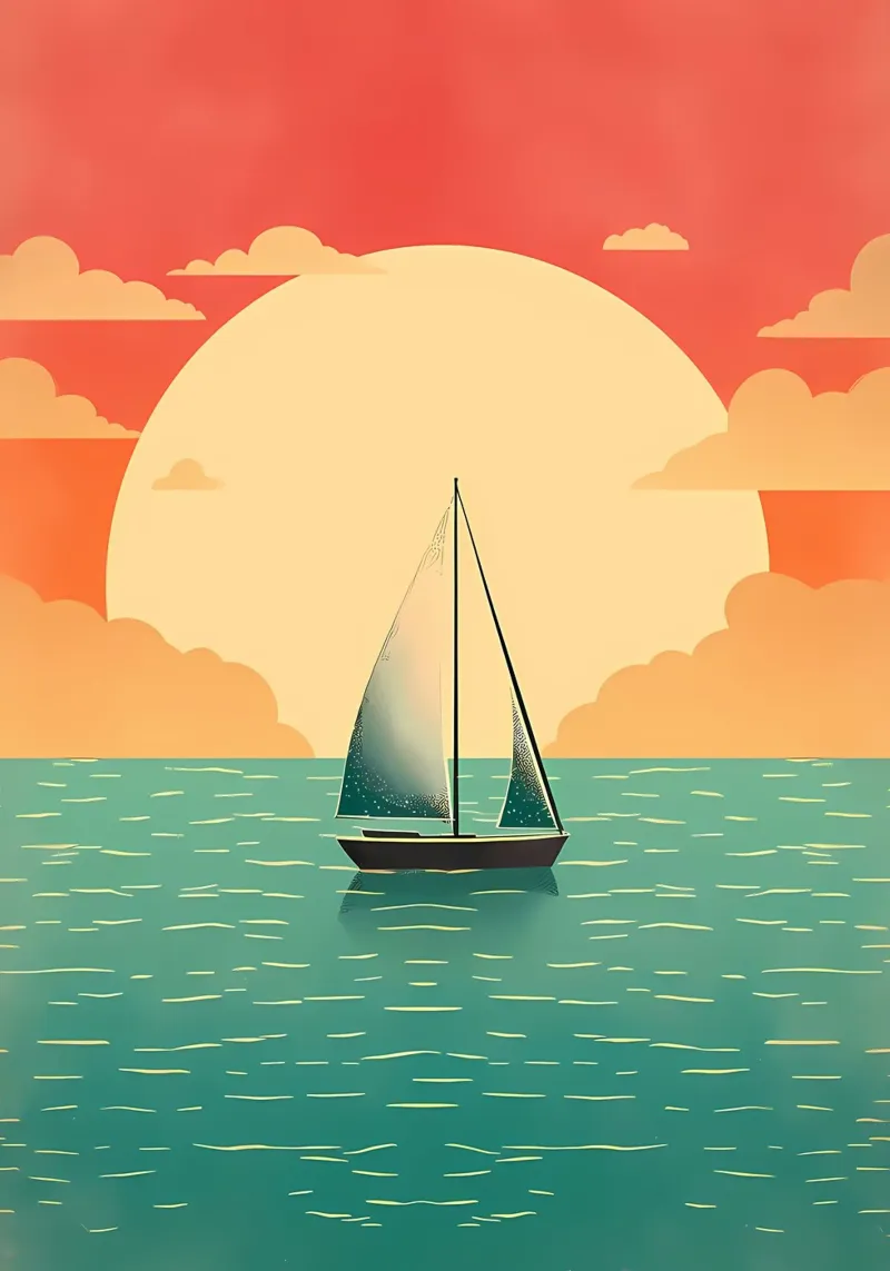 Sailboat Calm Sea Sunset acrylic glass by Bartosz Powalka