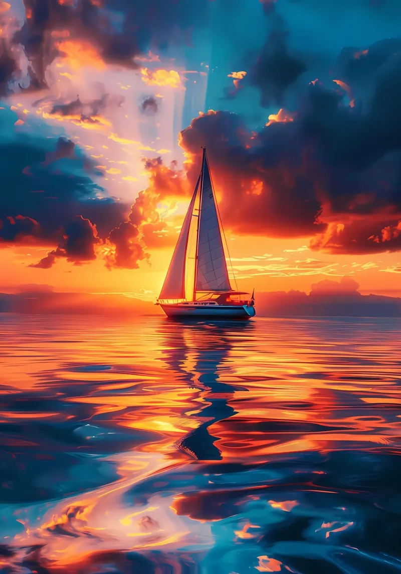 Sunset Sailing hahnemühle by Bartosz Powalka