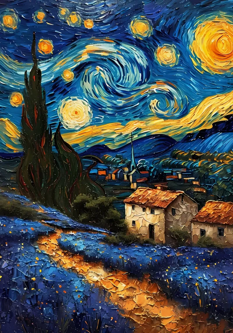Paesaggio di Van Gogh poster con telaio in plastica da Adrian Patel