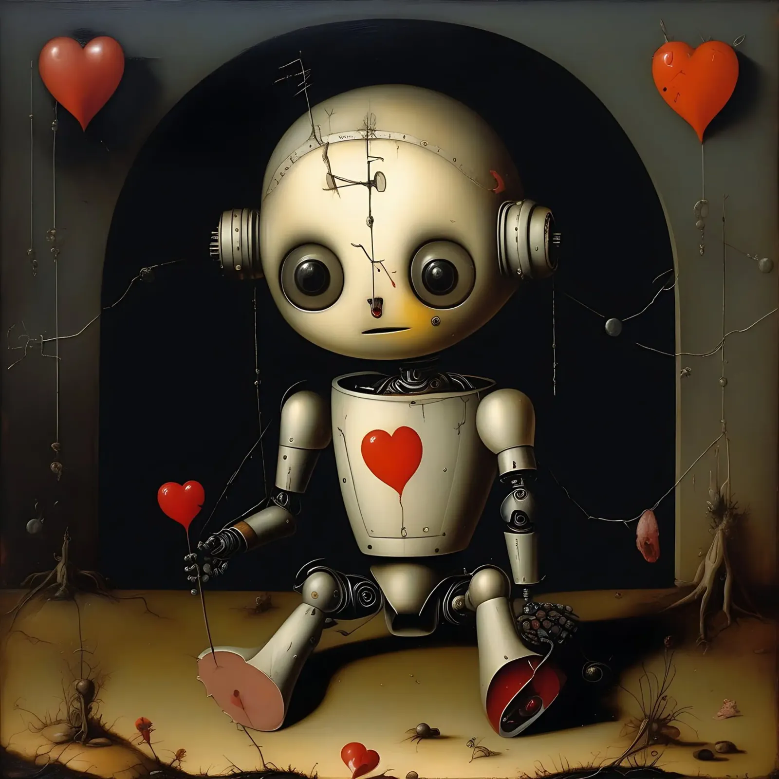 Robot con un cuore_11 plexiglass da Pink- und LoveArt by LK