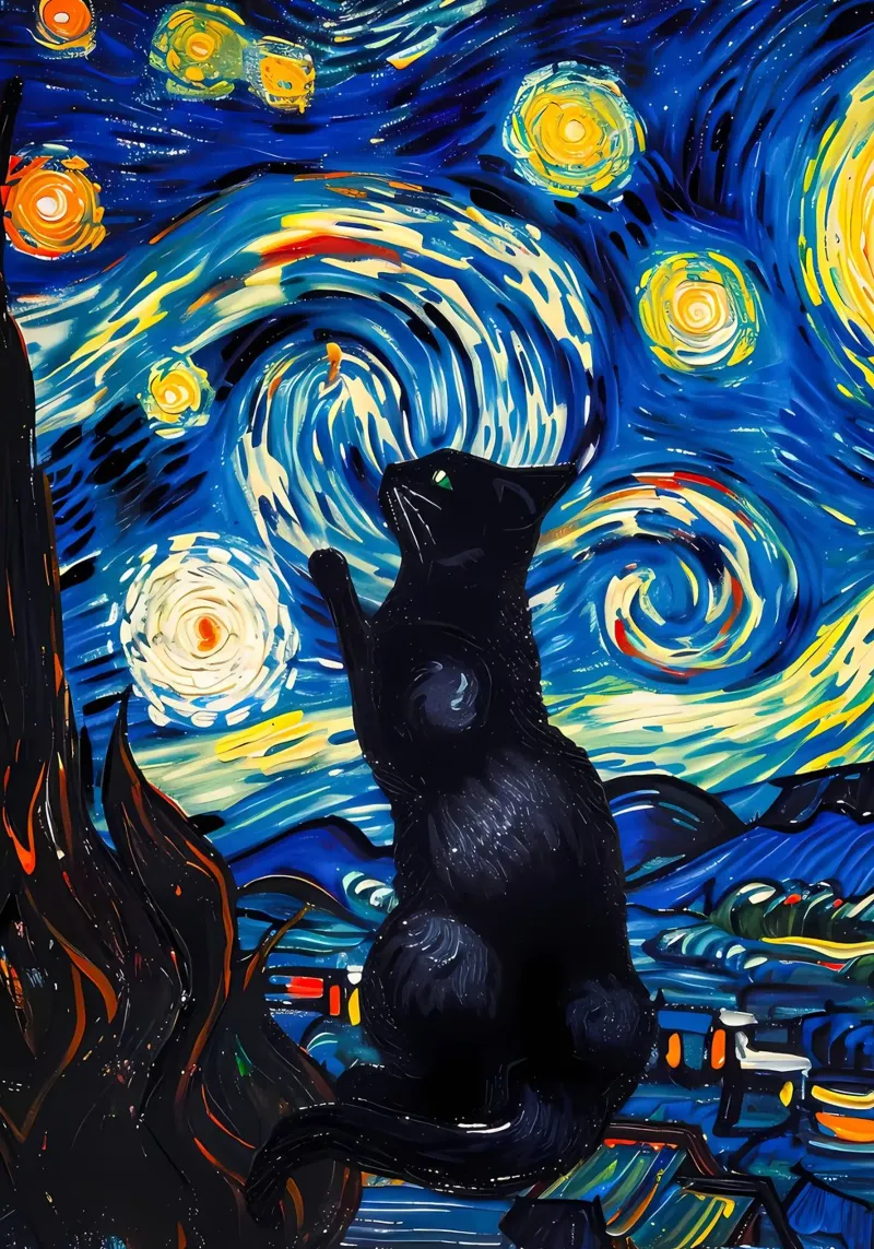 gatto vangogh pellicola backlit da Adrian Patel