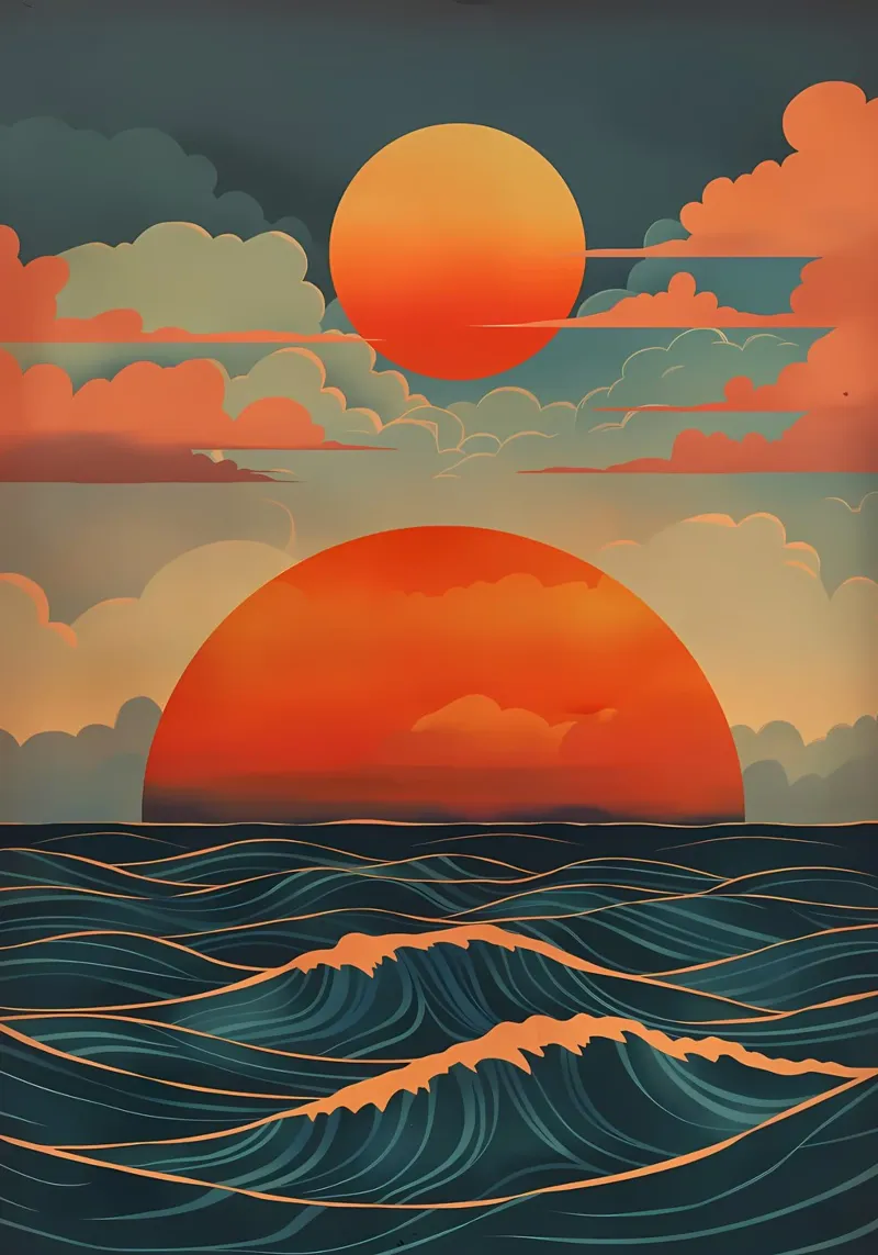 Zonsondergang oceaangolven canvas van Bartosz Powalka