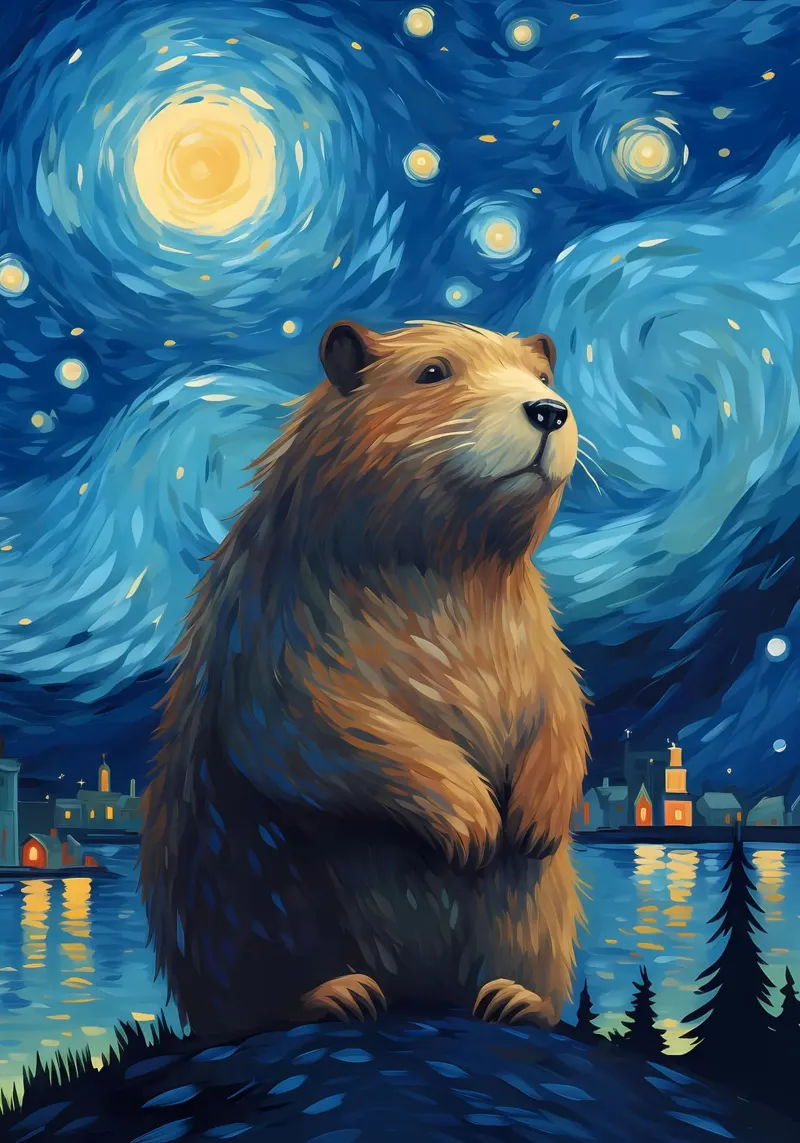 Notte stellata Capibara poster da Adrian Patel