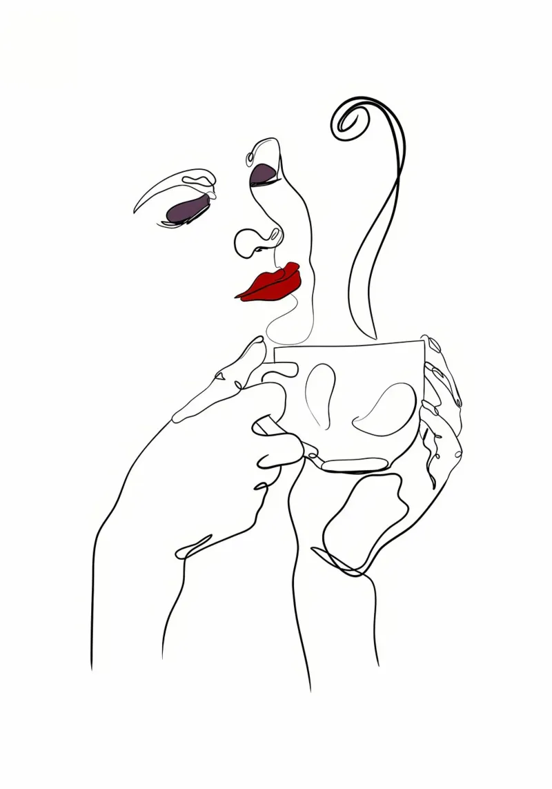 Donna con tazza di caffè in mano carta hahnemühle da Aiden Garcia
