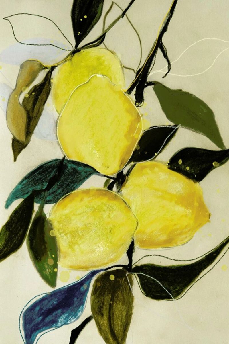 Lemonstudy 1 Poster mit Holzrahmen von Leigh Viner