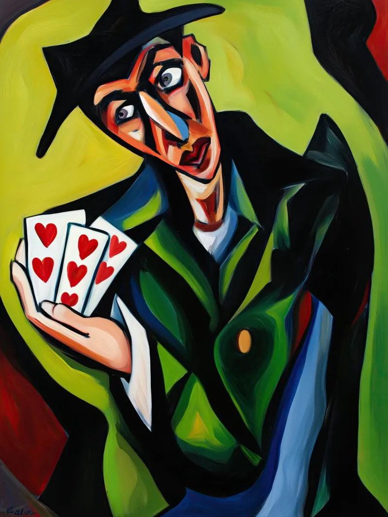 The Card Trick | Expressionist Painting hahnemühle by Autofocus