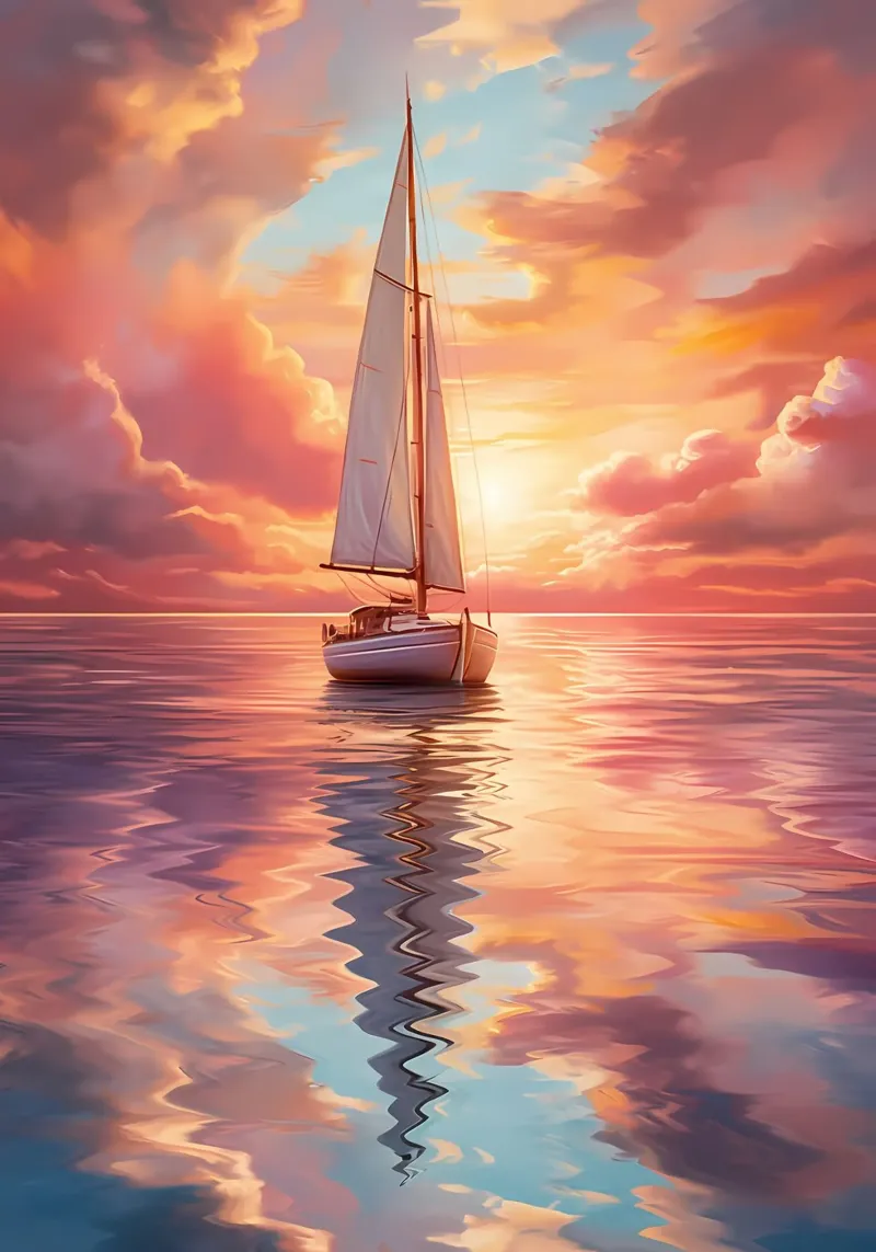 Tableau du coucher de soleil d'un voilier hahnemühle de Bartosz Powalka