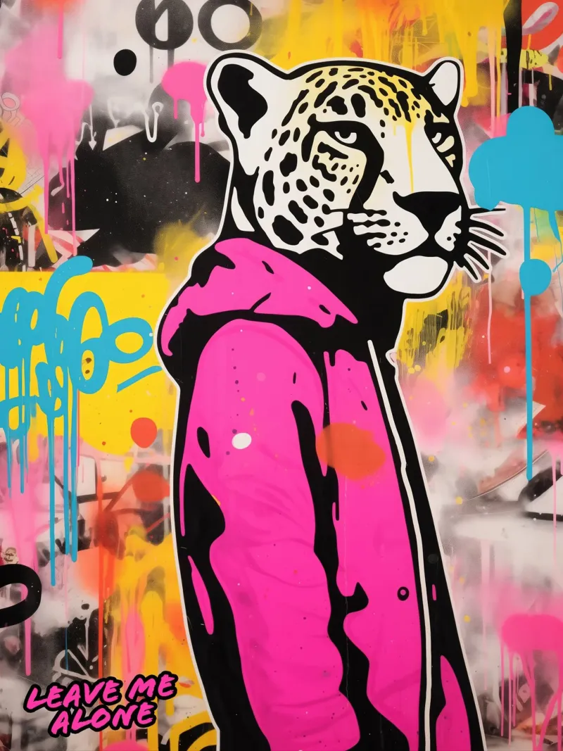 La Pantera Rosa vuole la sua pace e tranquillità | Street Art tela con Cornice a cassetta da Autofocus