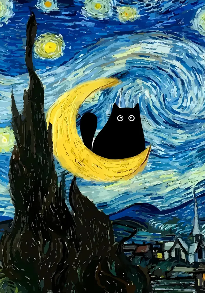 Schwarze Katze Hahnemühle von Adrian Patel