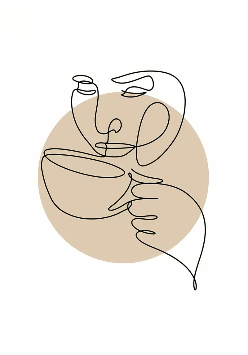 Coffee line art alu-dibond by Aiden Garcia