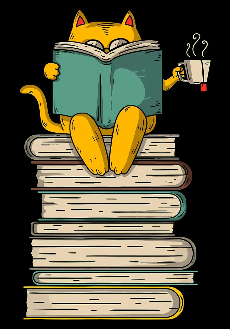 Funny Cat Reading Book Art alu-dibond by Aiden Garcia