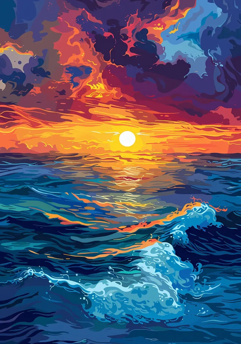 Paesaggio con tramonto sull'oceano pellicola backlit da Bartosz Powalka