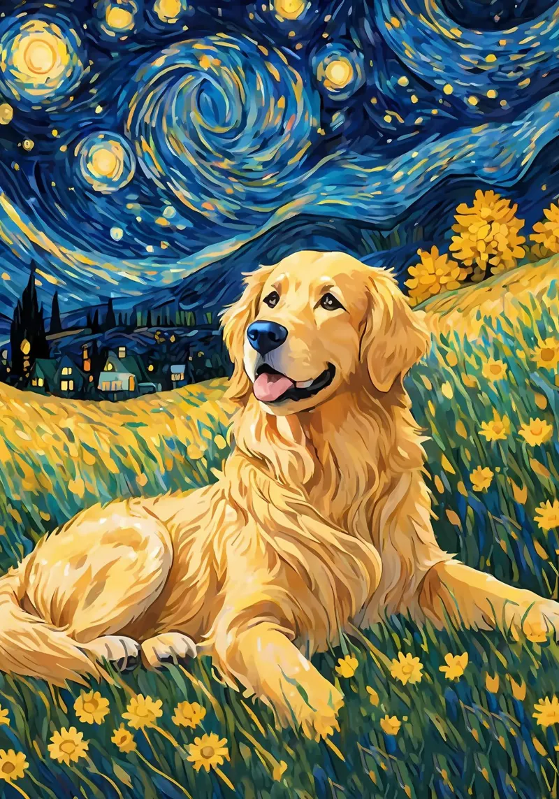 Golden Retriever Notte stellata pellicola backlit da Adrian Patel