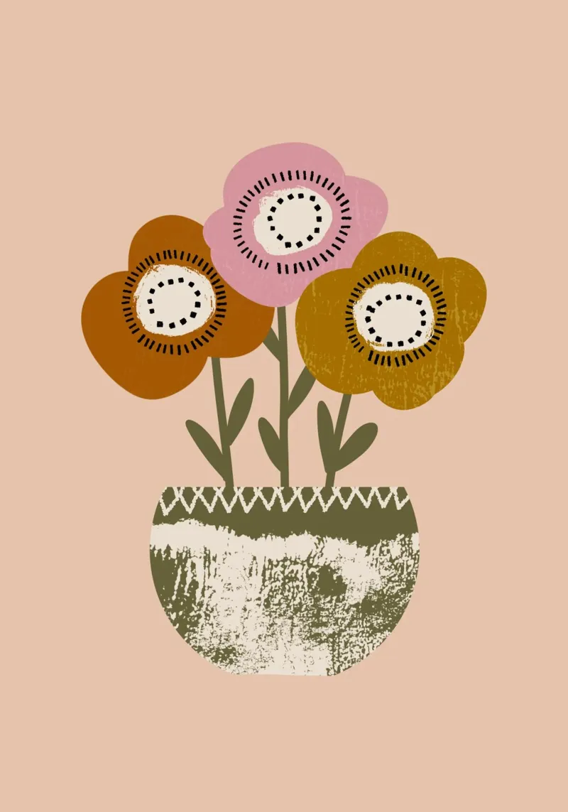 Papaveri di terra - Fiori rustici di Boho alluminio dibond da susanacosta