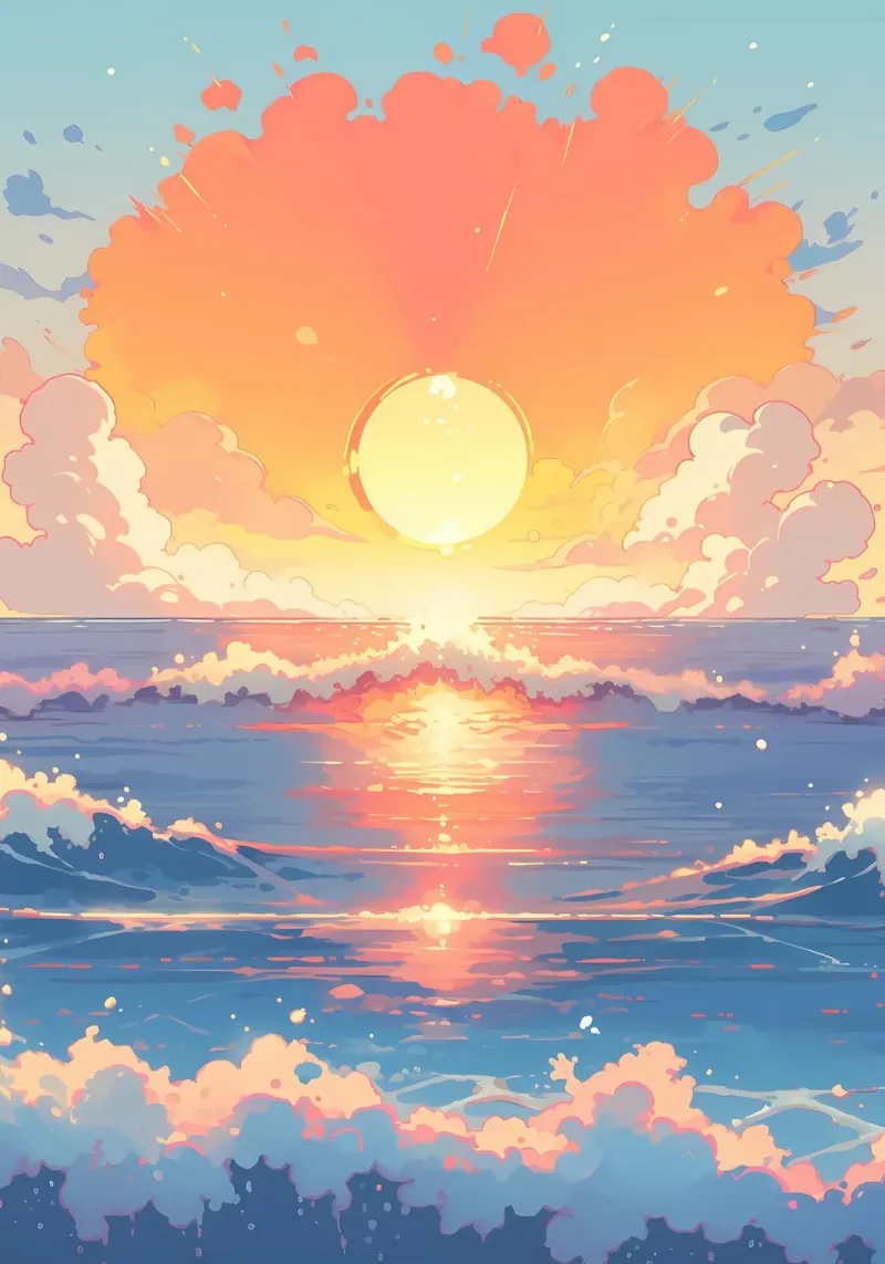 Sunset Ocean Scene canvas by Bartosz Powalka