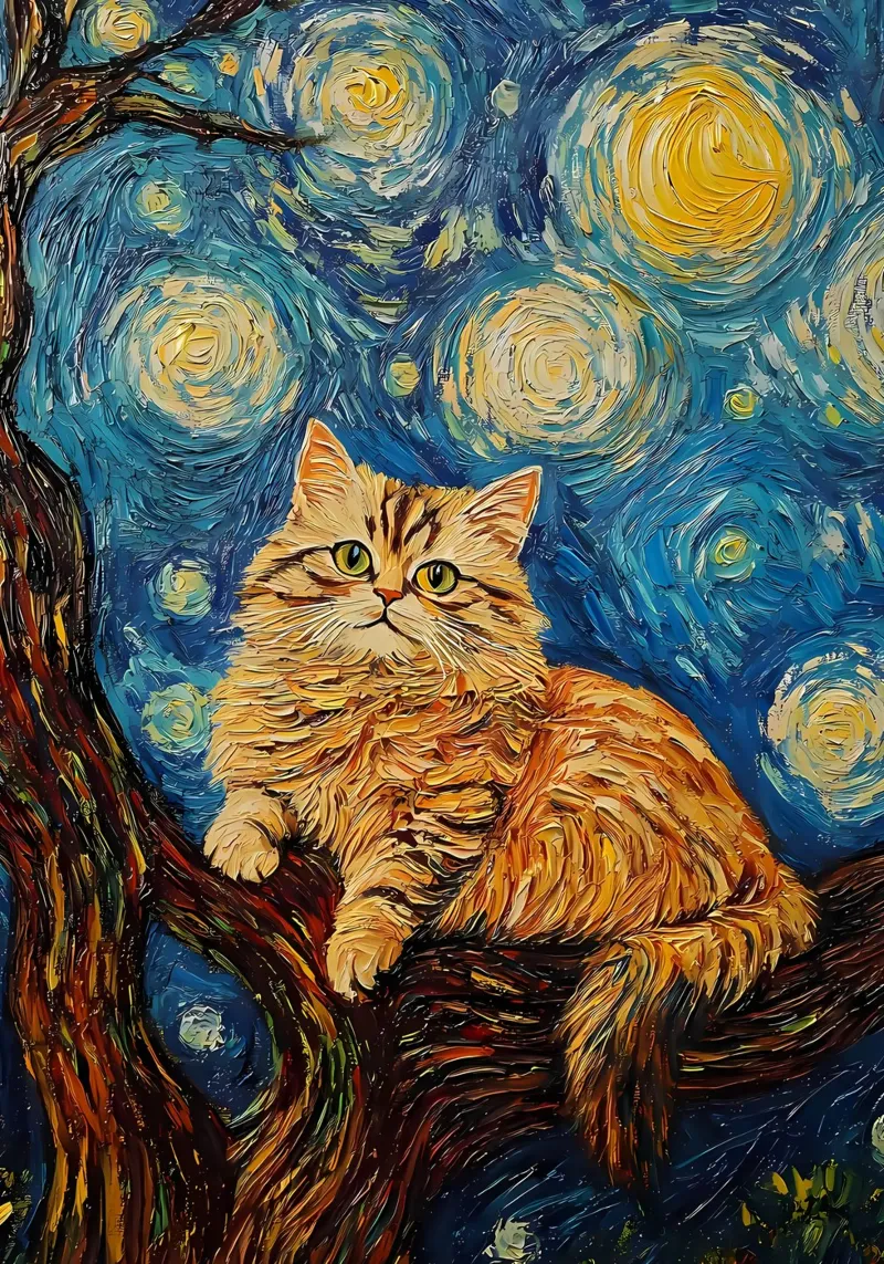 gatto van gogh pellicola backlit da Adrian Patel