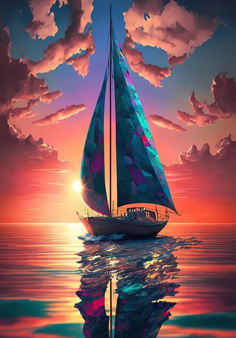 Zeilboot Zonsondergang Landschap canvas van Bartosz Powalka