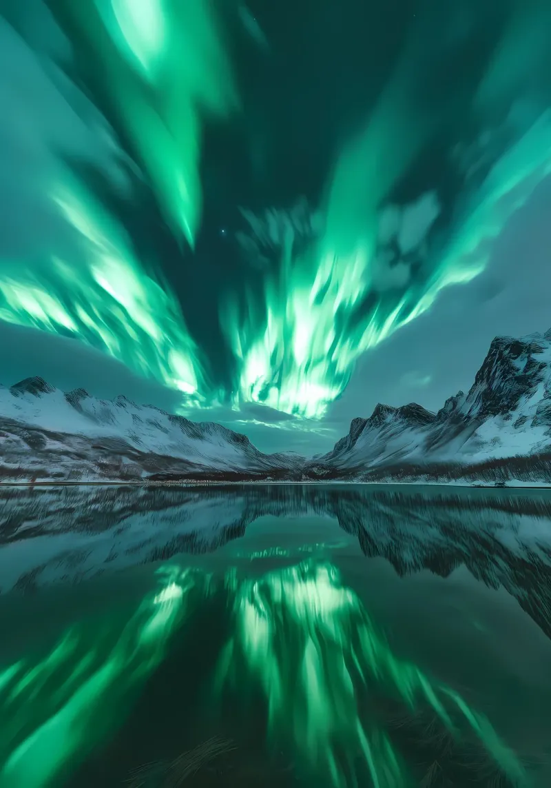 Paesaggio riflesso dell'Aurora Boreale pellicola backlit da Matthew Katz